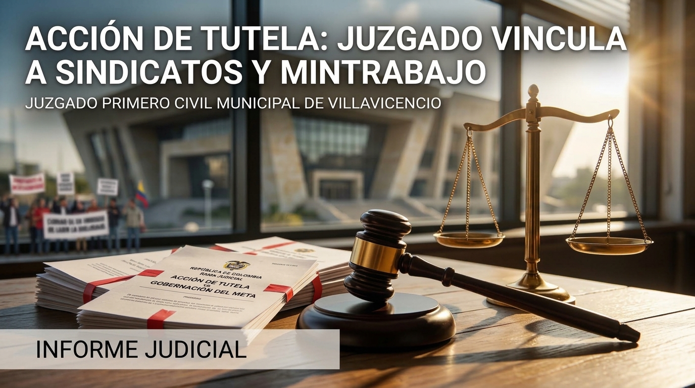Juzgado vincula a organizaciones sindicales y al MinTrabajo en tutela de SINTRAMÉRITO contra la Gobernación del Meta - SE NOTIFICA DEL PROCESO JUDICIAL A TODA NUESTRA BASE DE AFILIADOS.